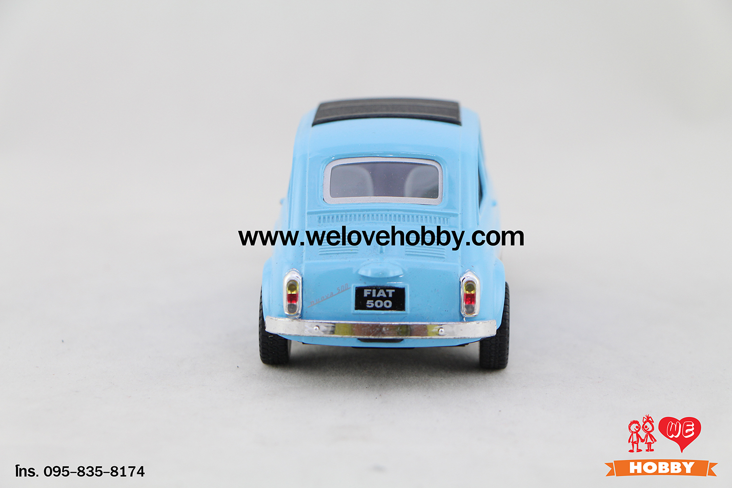 โมเดลรถเฟียต Fiat 500 สีฟ้า Scale 1:24