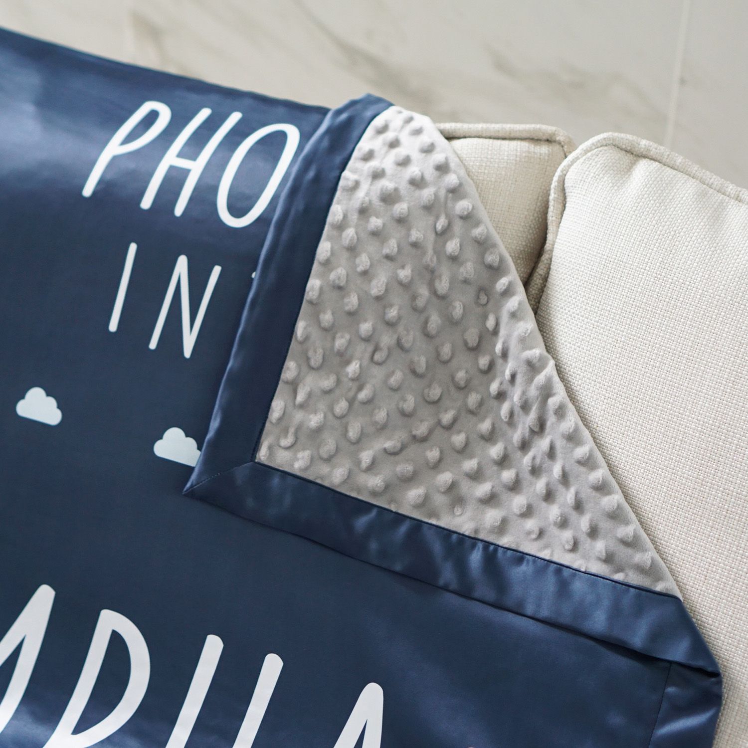 ผ้าห่ม ใส่ประวัติแรกเกิด ลายลิง สีกรม / Monkey - ฺNavy