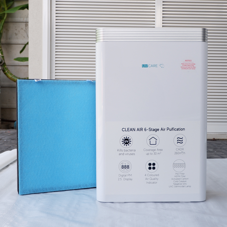ขายถูก เครื่องฟอกอากาศพร้อมระบบฆ่าเชื้อโรค (6 ขั้นตอน) ครอบคลุมพื้นที่ 30 ตารางเมตร UV CARE CLEAN AIR 6 STAGE PURIFICATION