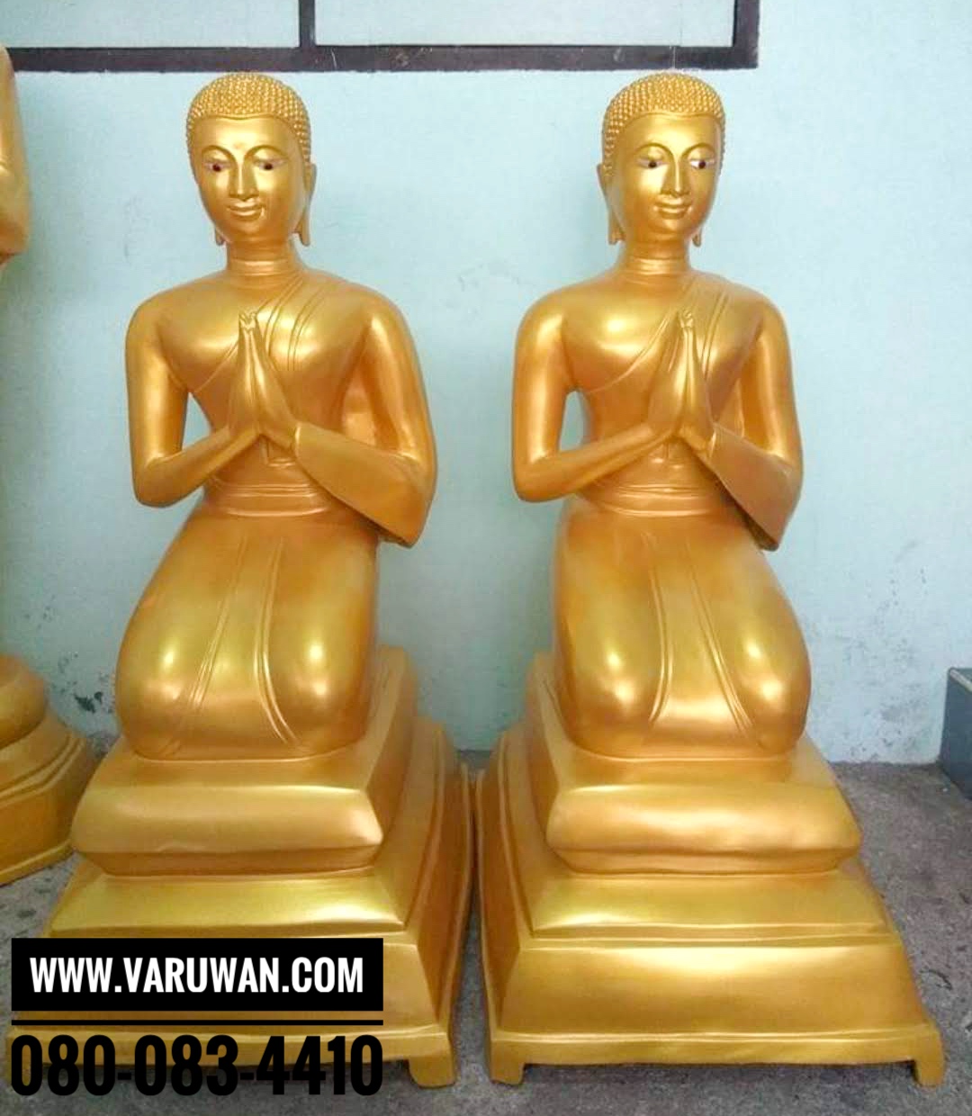 พระโมคคัลลานะ พระสารีบุตร ทองเหลืองพ่นทอง (นั่ง)
