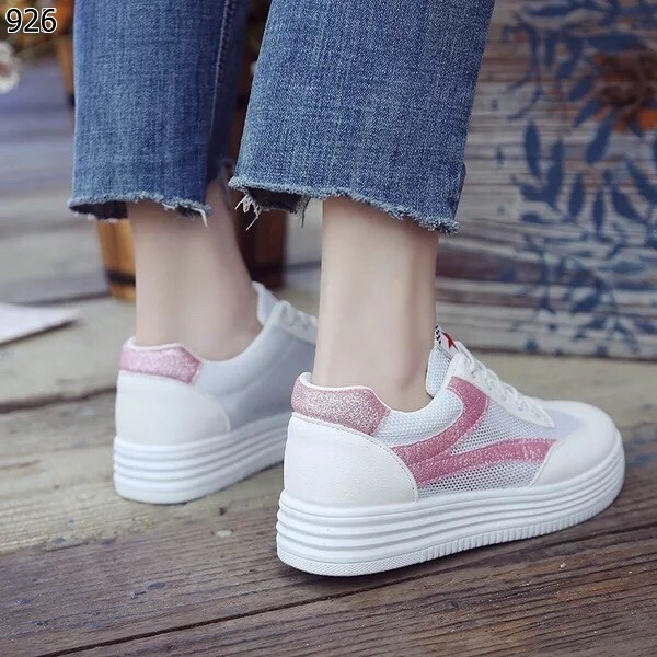 รองเท้าผ้าใบพียูสไตล์แฟชั่นเกาหลี (สีเทา)