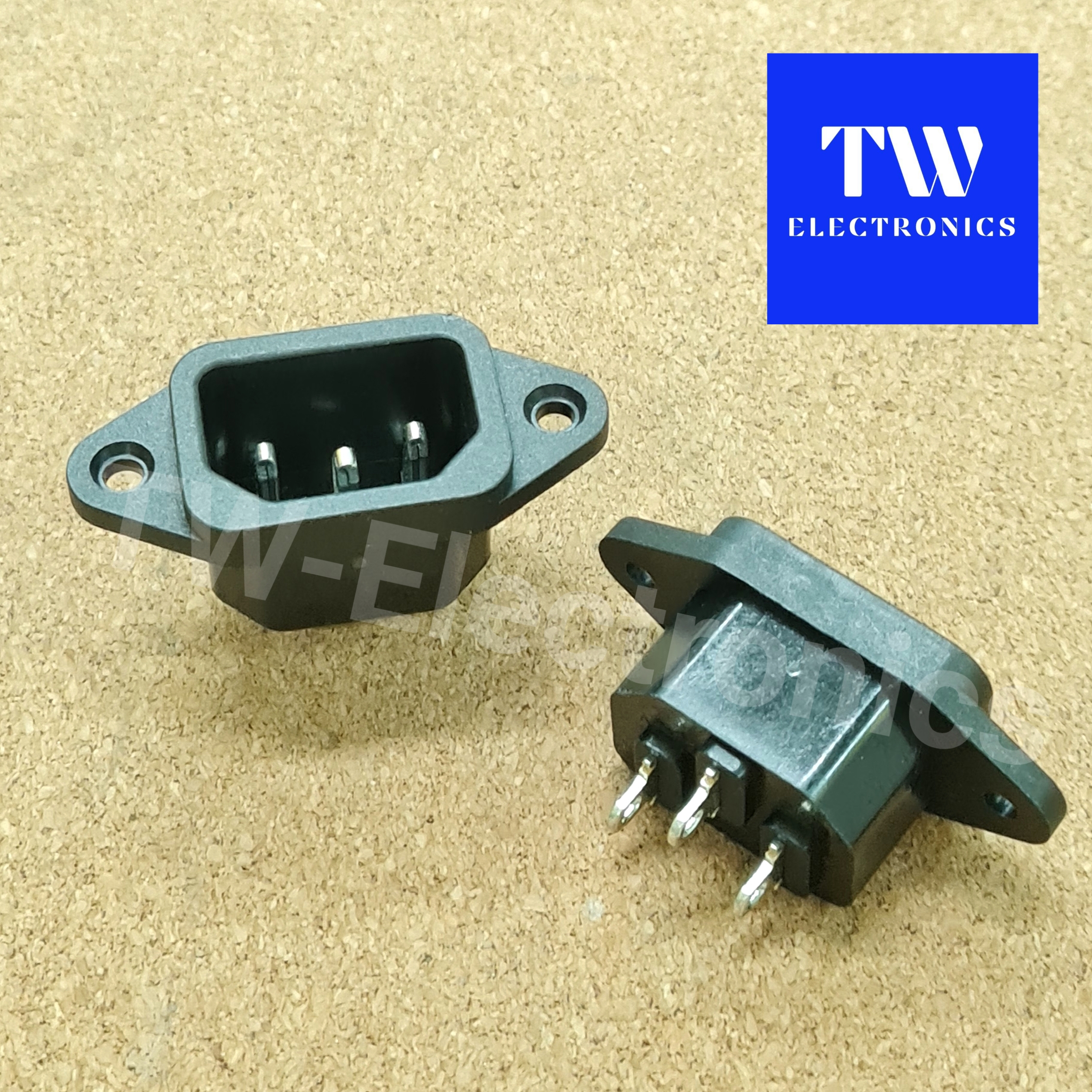 IEC320 C14 3pins ตัวผู้ ติดแท่น แบบยึดน็อต / AS-02