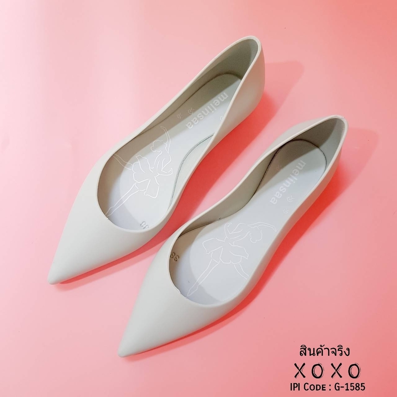 รองเท้าคัทชูpvcทรงหัวแหลม (สีดำ)