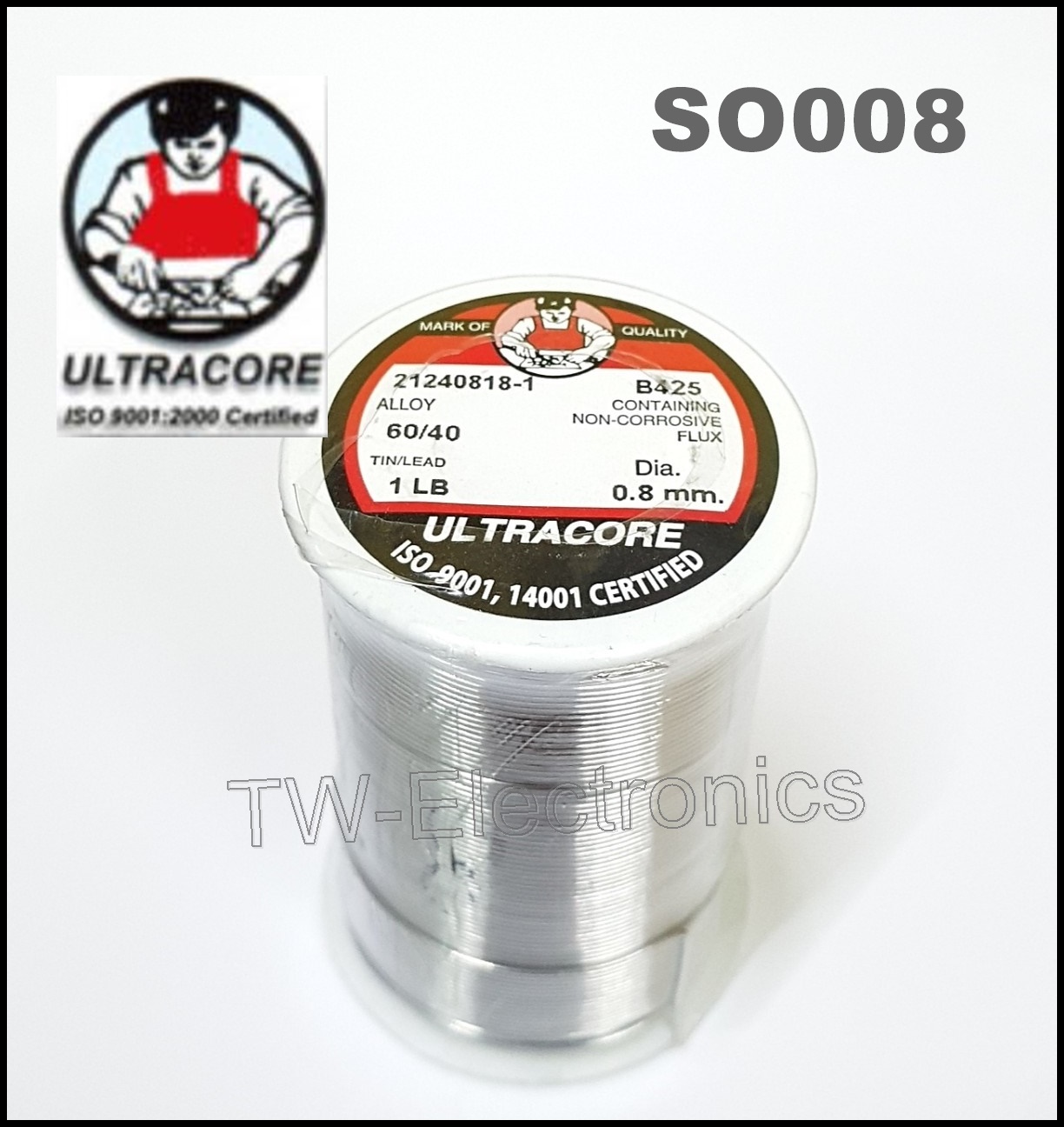 ตะกั่วบัดกรี ULTRACORE 0.8 มม. / 1 ปอนด์