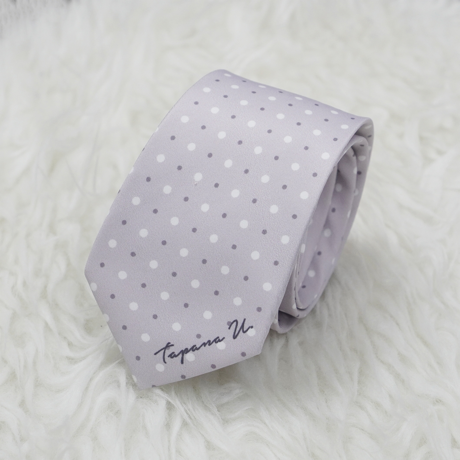 เนคไท สั่งทำใส่ชื่อ ขนาด 3" - Mixed Dot - Grey