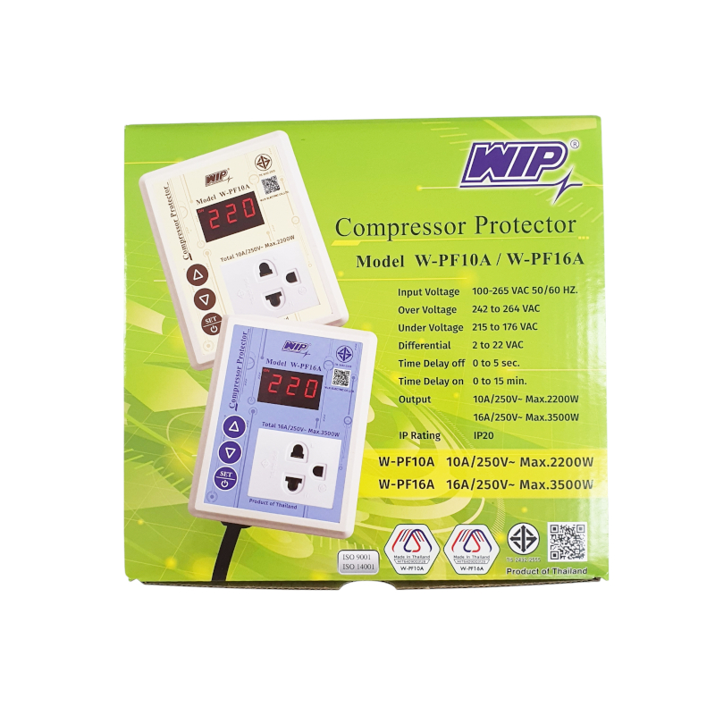 ตัวป้องกันไฟตกไฟเกิน ยี่ห้อ WIP ขนาด 16A สำหรับตู้เย็น ตู้แช่