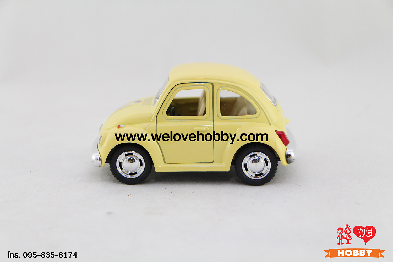 โมเดลรถคลาสสิค 1967 Volkswagen Classical Beetle ไซส์เล็ก สีเหลือง Pastel Scale : 4”