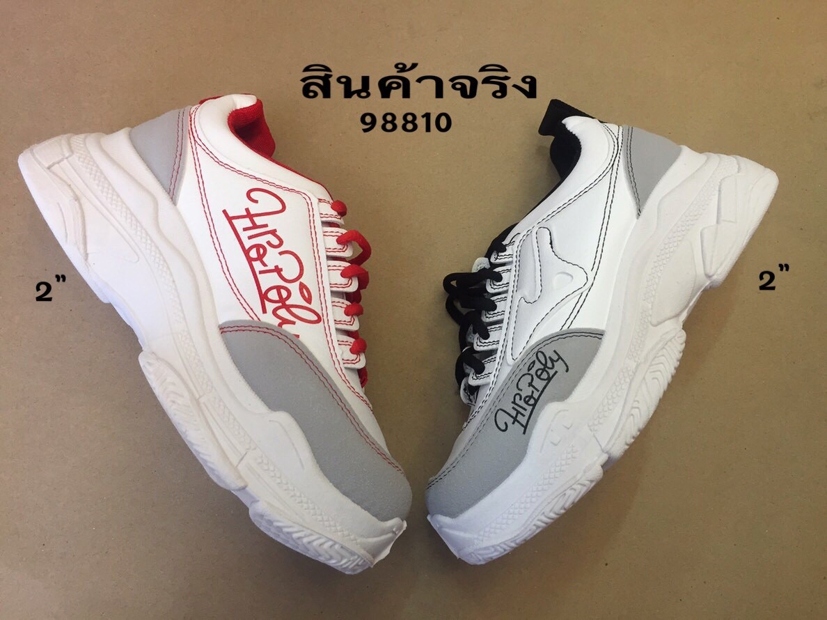 รองเท้าผ้าใบทรงsportแต่งลาย (สีแดง)