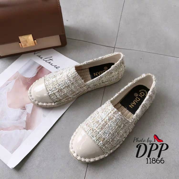 รองเท้า Slipper ผ้าทวิส (สีครีม)