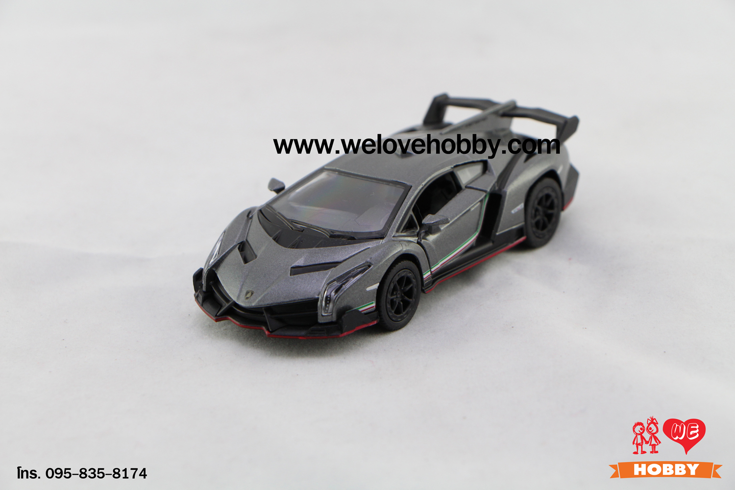 โมเดลรถ Lamborghini Veneno สีเทา Scale 1:36