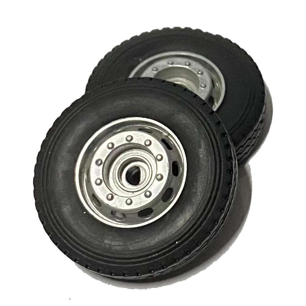 ล้อโมเดลรถบรรทุก P17 รุ่นกระทะสูง ล้อรถสิบล้อย่อส่วนยางแท้ สิบล้อโมเดล truck wheel 1/24 ล้อรถของเล่น