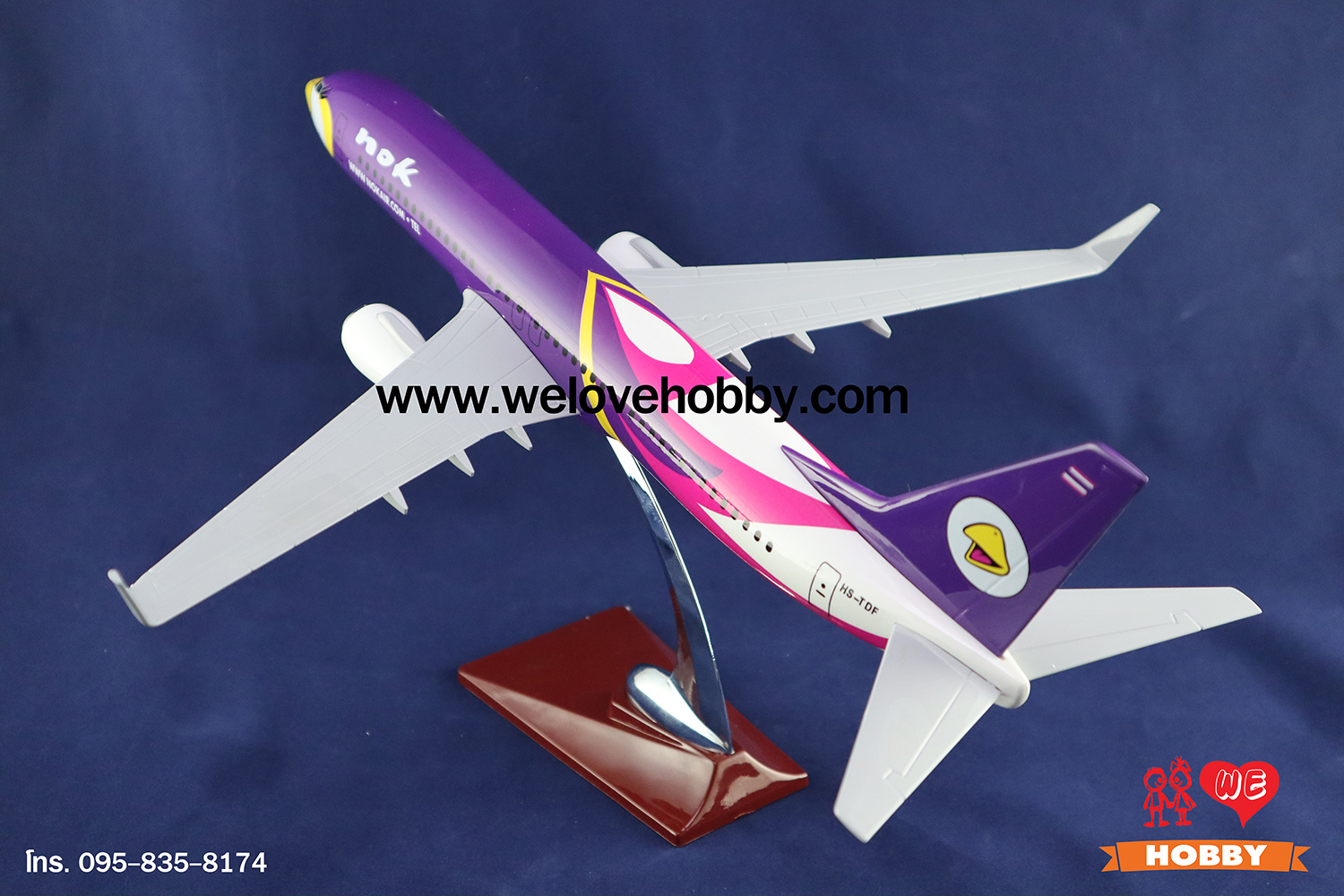 โมเดลเครื่องบิน นกแอร์ Nok Air (Boeing737) สีม่วง-ขาว ประเทศไทย ลำใหญ่