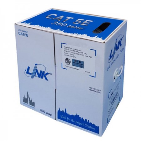 ขายถูก LINK US-9015 CAT5E Indoor UTP Enhanced Cable, Bandwidth 350MHz, CMR White Color 305 M./Pull Box *ส่งฟรีเขต กทม.และปริมณฑล