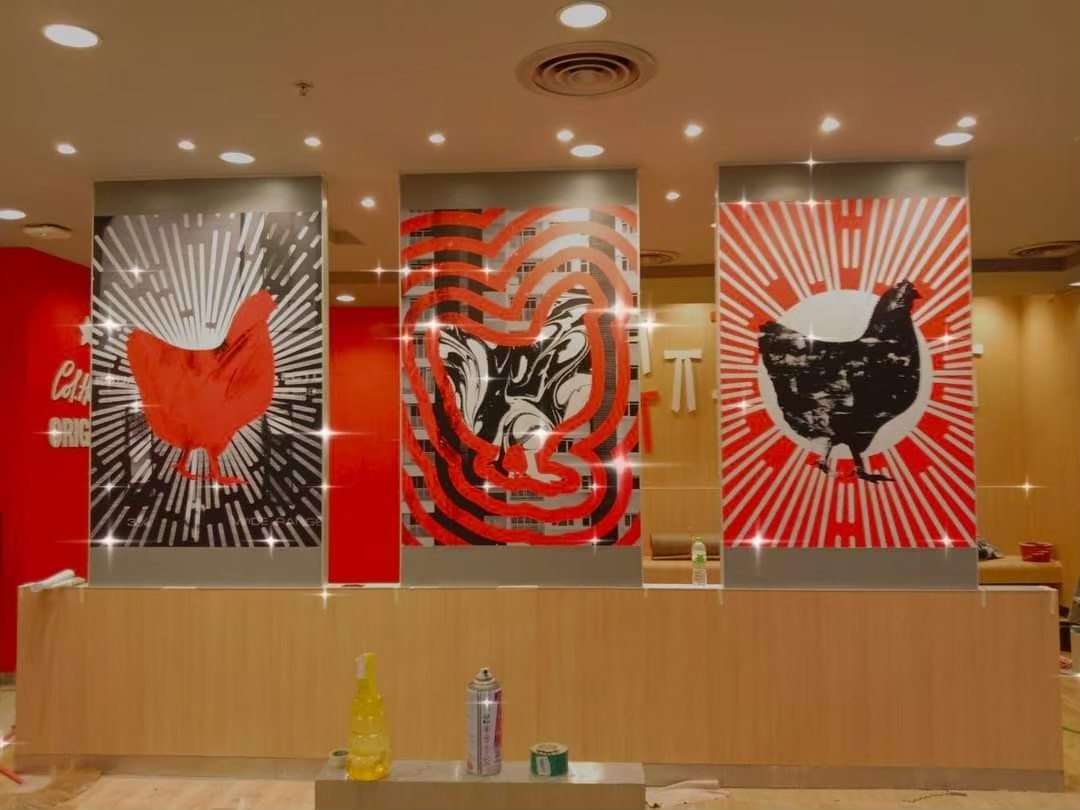 งานตกแต่งป้ายและสติ๊กเกอร์ร้านไก่ KFC