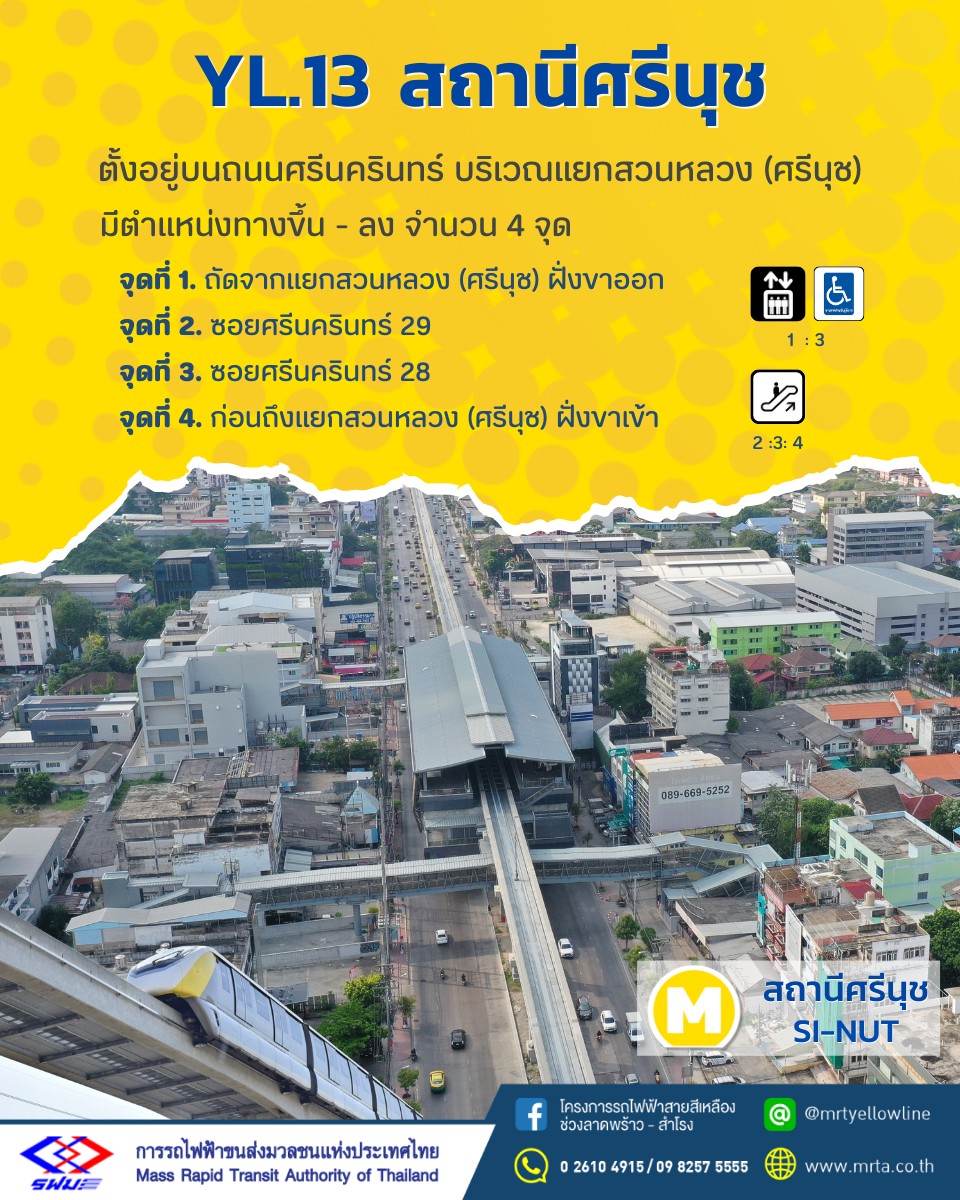 ขายที่ดินติดถนนอ่อนนุช ใกล้รถไฟฟ้าสายสีเหลืองสถานีศรีนุช เพียง 500 เมตร
