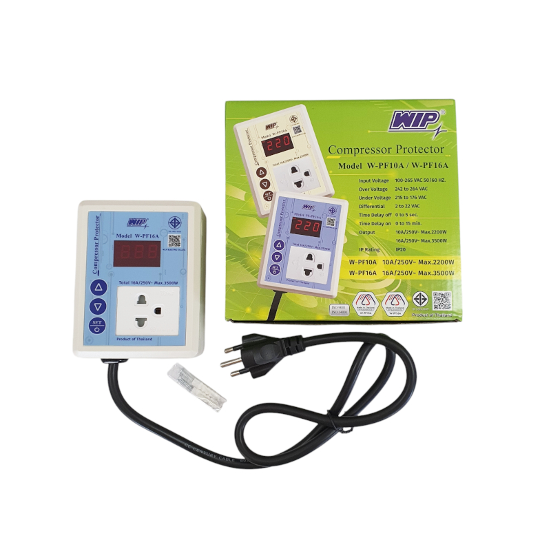 ตัวป้องกันไฟตกไฟเกิน ยี่ห้อ WIP ขนาด 16A สำหรับตู้เย็น ตู้แช่