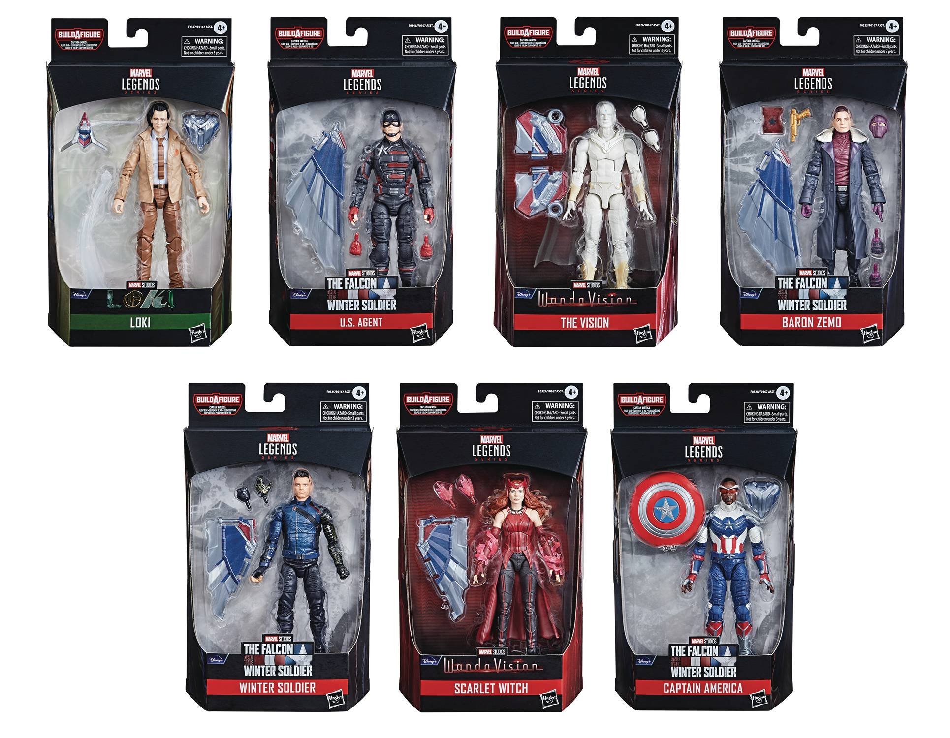 Hasbro Marvel Legends Series Disney+ Set of 7 (Captain America Flight Gear BAF) Action Figure ฮาสโบร มาร์เวล เลเจนด์ ซีรี่ย์ส ดิสนี่ย์ พลัส ครบเซ็ต7ตัว พร้อม BAF ปีกกัปตันอเมริกา ลิขสิทธิ์แท้