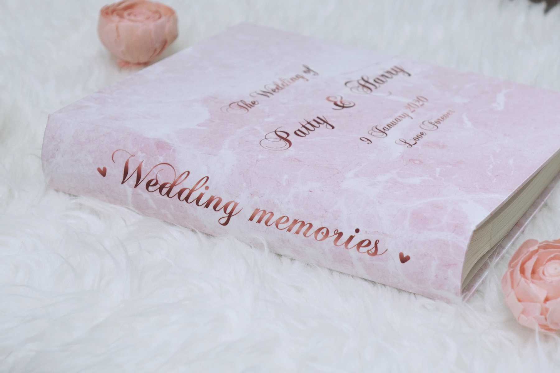 อัลบั้มสั่งทำใส่ชื่อ ลายหินอ่อนสีชมพู - Pink Marble - Copper