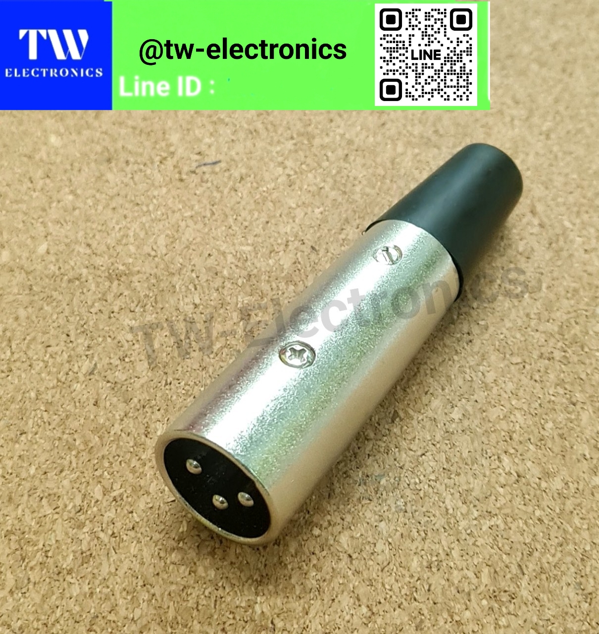 XLR 3P ตัวผู้ ตัวเรียบ ขันน็อต / XP304S