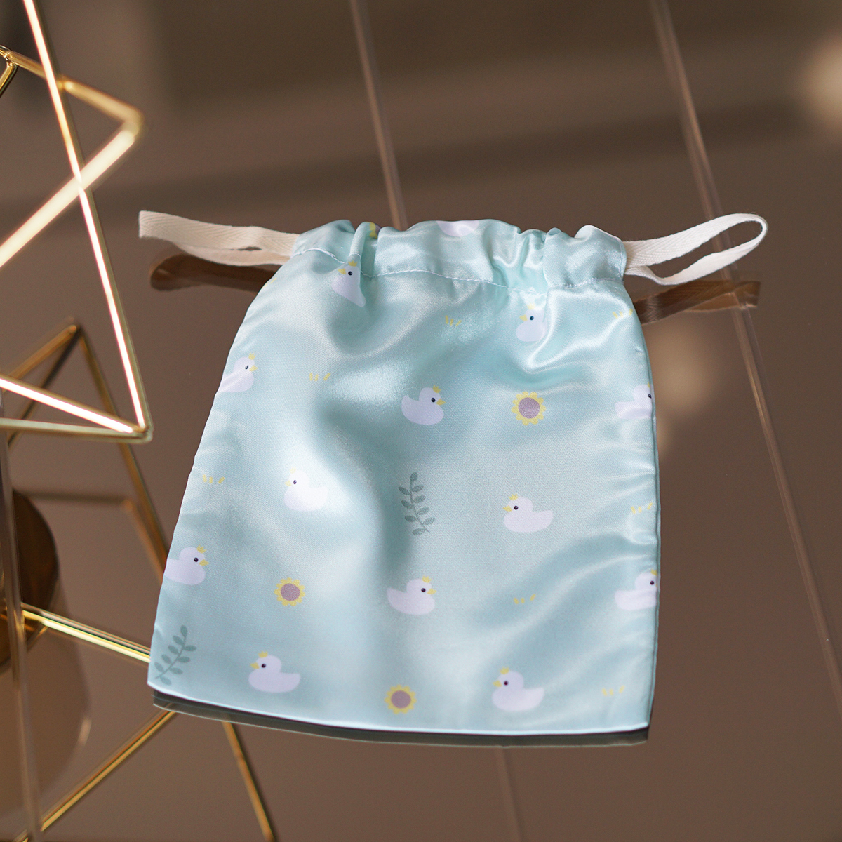 ถุงผ้าซาติน ลาย Pattern Duck - Mint