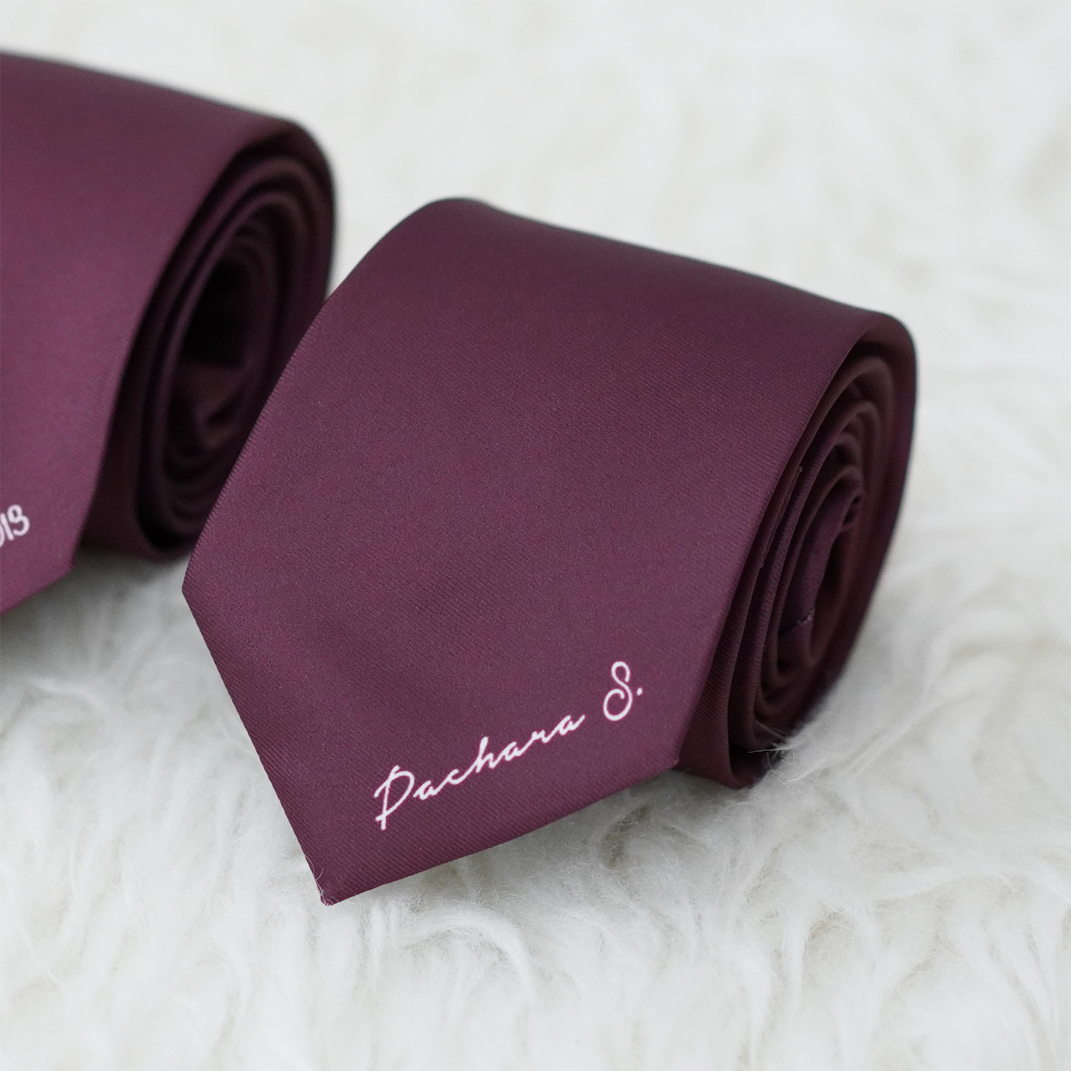 เนคไท สั่งทำใส่ชื่อ ขนาด 3" - Minimal - Burgundy