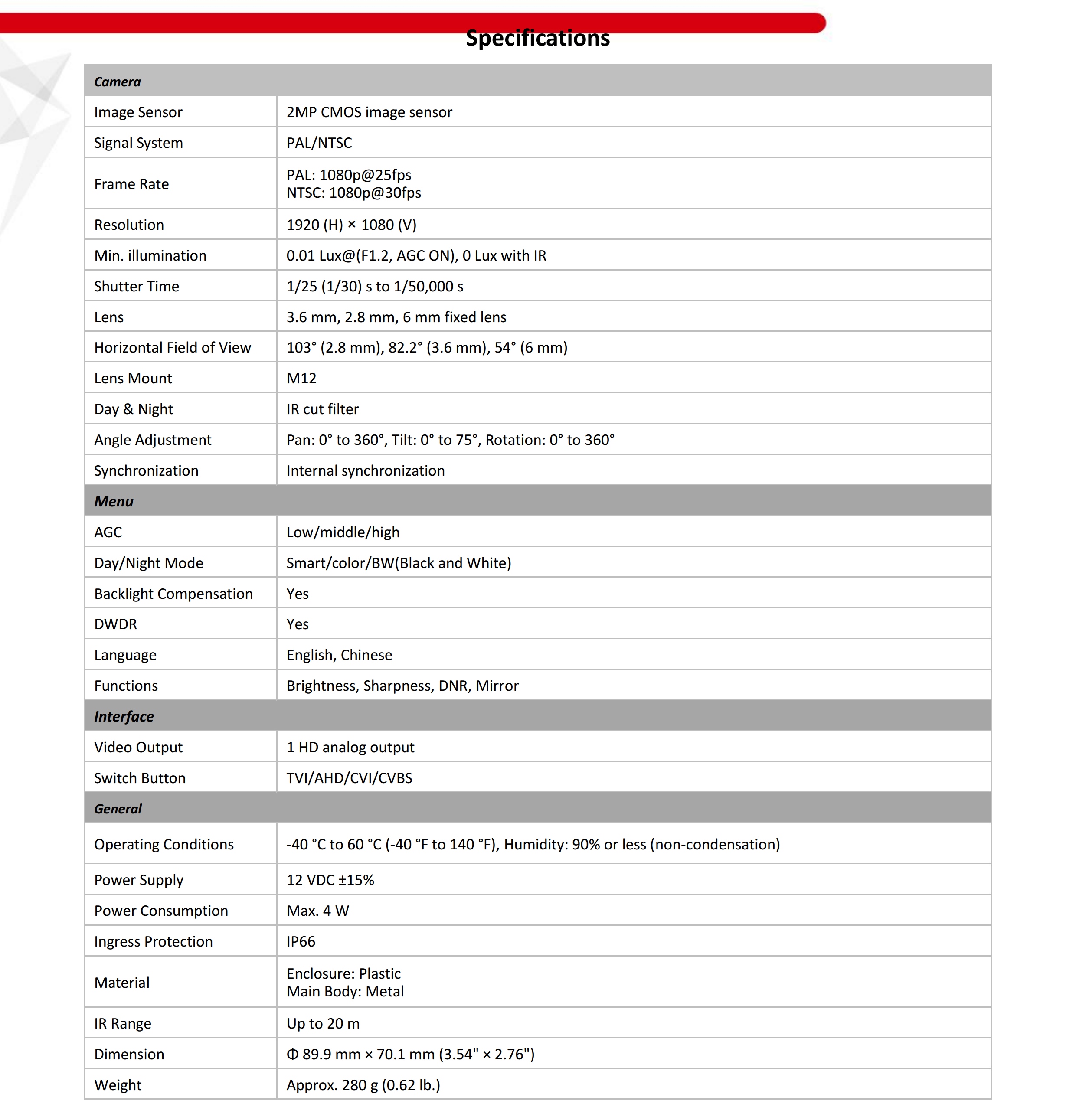 ขายถูก HIKVISION Turbo HD รุ่น DS-2CE56D0T-IRF ความละเอียด 2 ล้านพิกเซล
