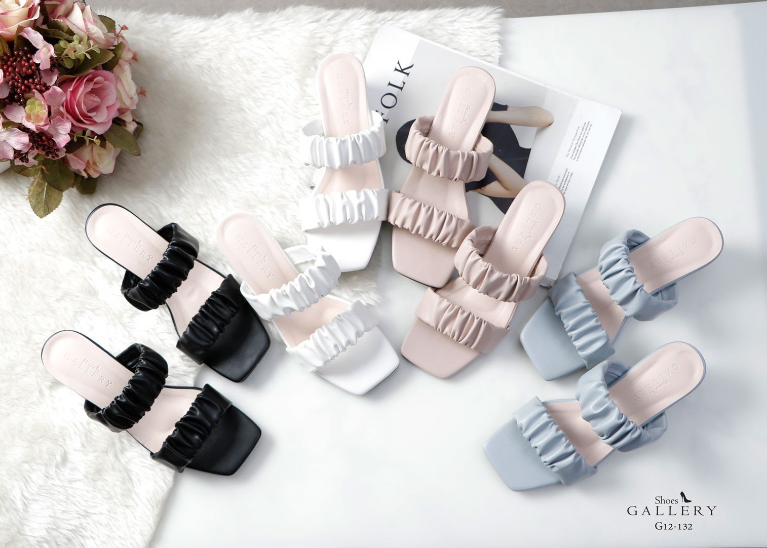 รองเท้าส้นเตี้ยสองตอน (สีฟ้า)