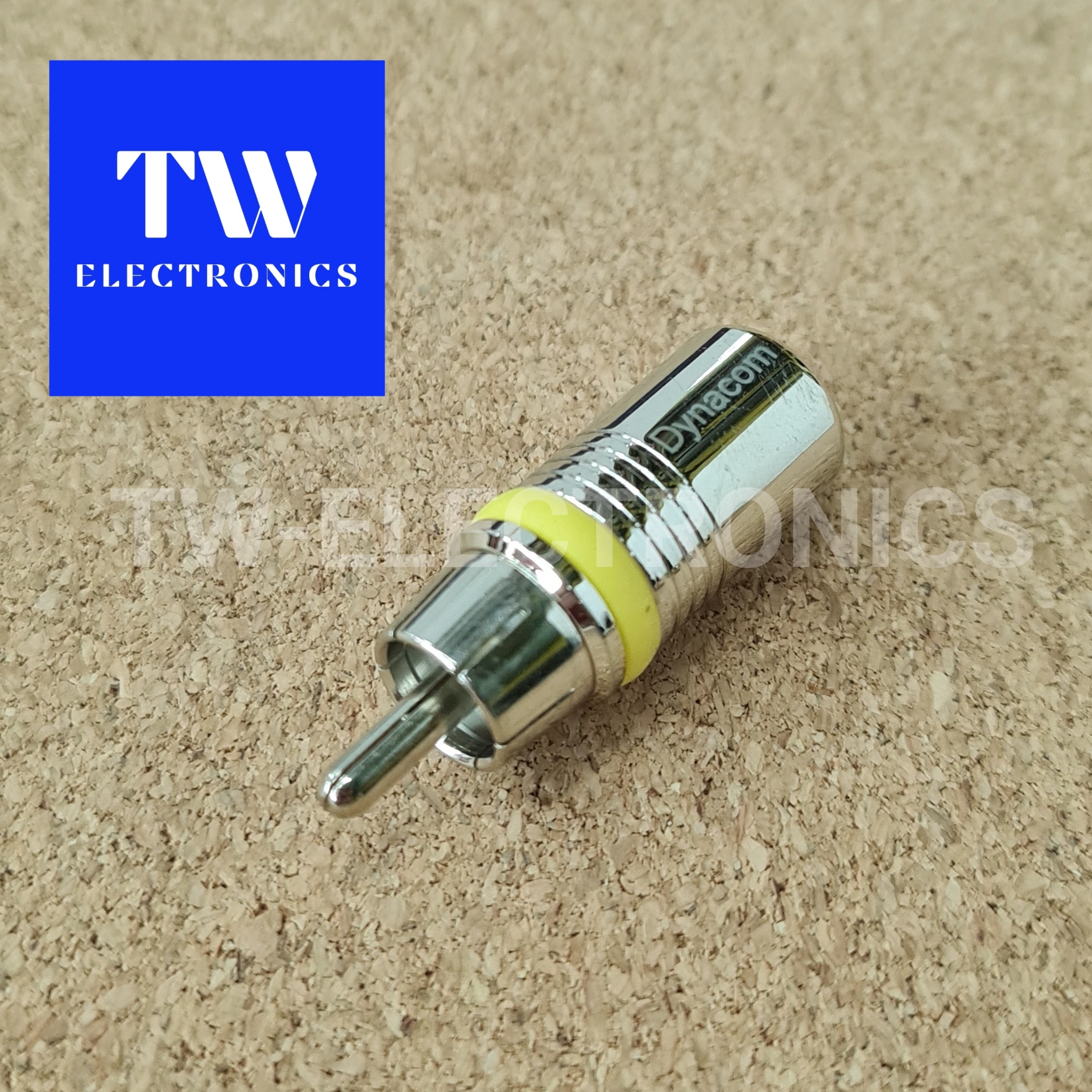 RCA ตัวผู้ (4mm) Dynacom Nickel,คาดเหลือง