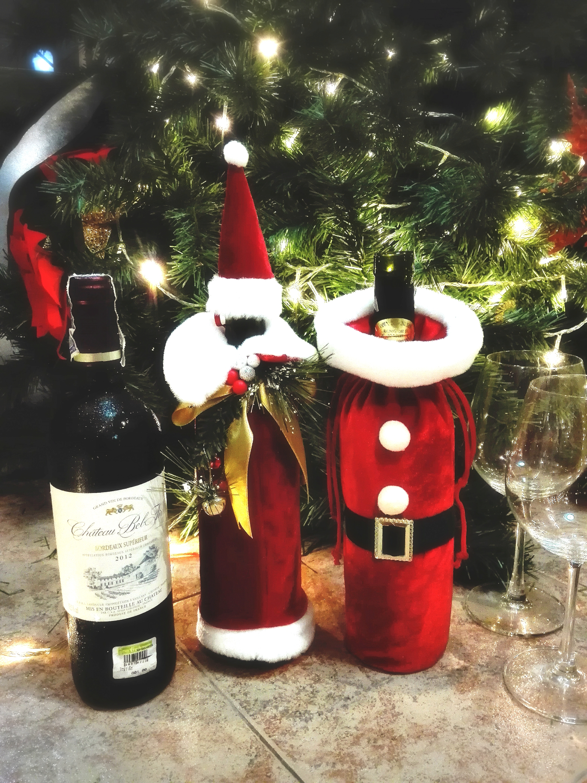 Wine Bottle Cover ชุดซานต้าคลุมขวดไวน์ (คาดเข็มขัด)