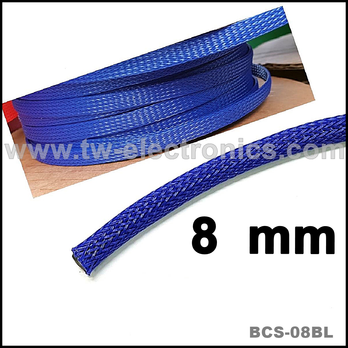 สายถัก 8 mm (สีน้ำเงิน) / BCS-08BL