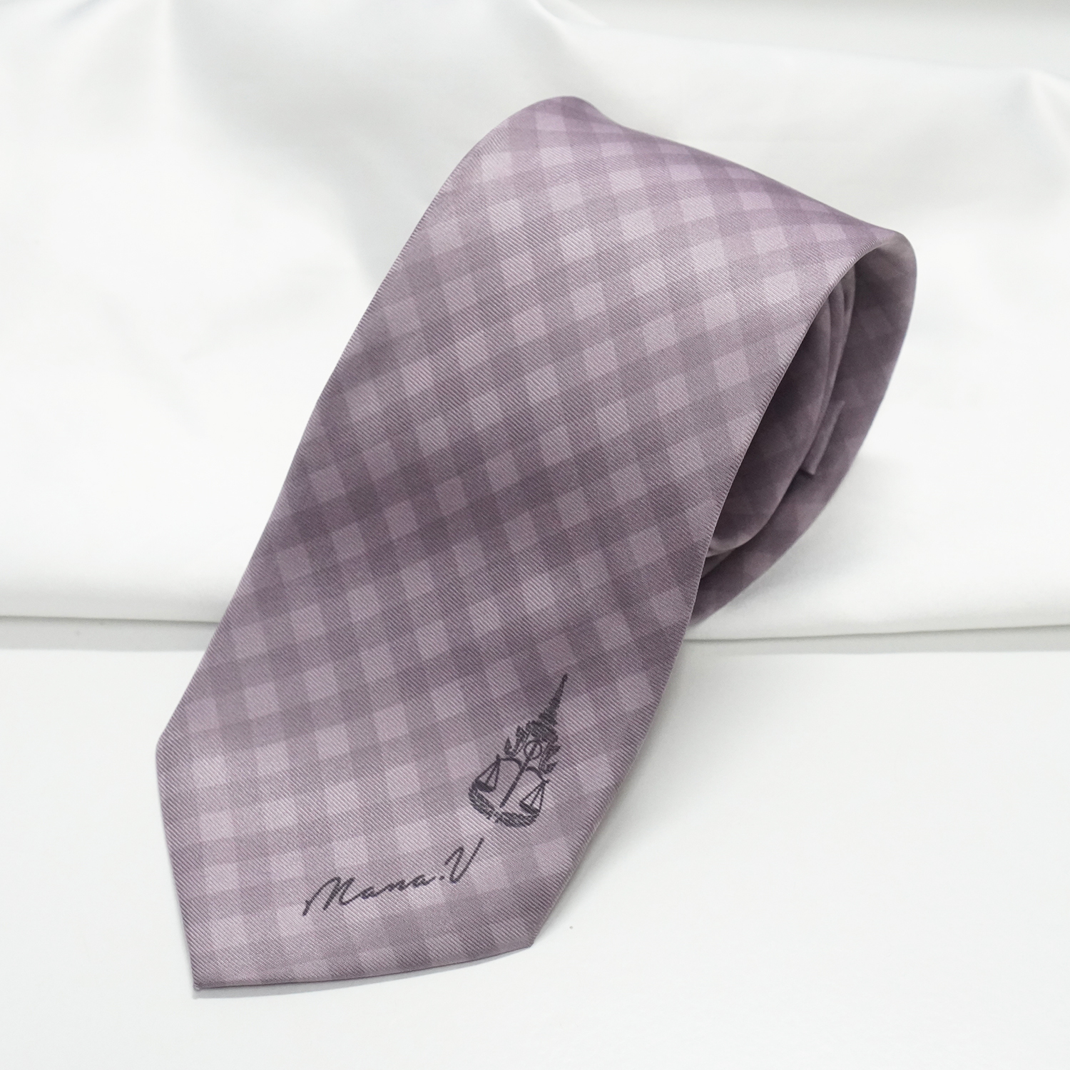 เนคไท สั่งทำใส่ชื่อ ขนาด 3.5" - Gingham Classic - Taupe