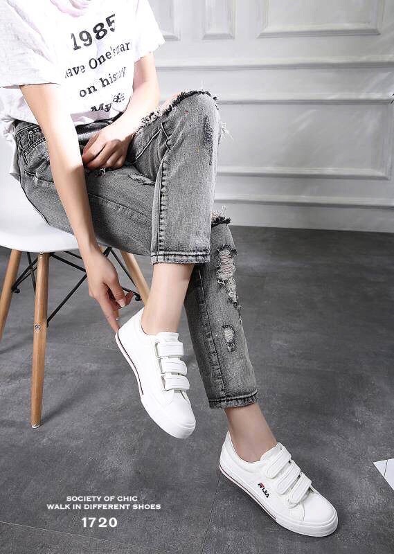 รองเท้าผ้าใบเมจิกเทป Style FILA (สีดำ)