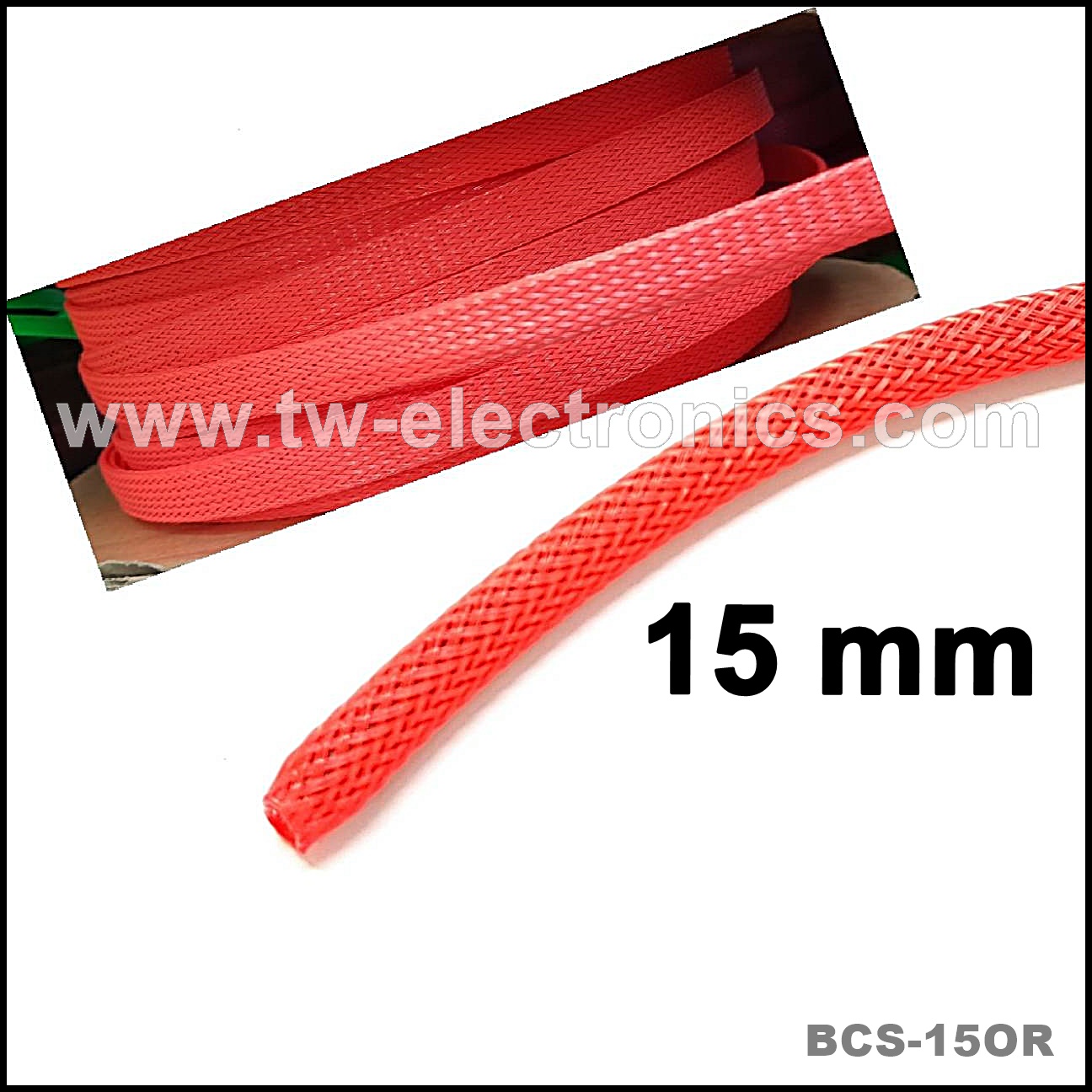 สายถัก 15 mm (สีส้ม) / BCS-15OR