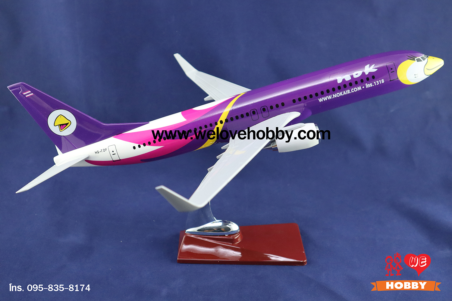 โมเดลเครื่องบิน นกแอร์ Nok Air (Boeing737) สีม่วง-ขาว ประเทศไทย ลำใหญ่