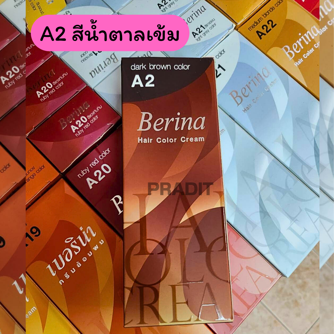 Berina Hair Color เบอร์ A2 สีน้ำตาลเข้ม 121 กรัม