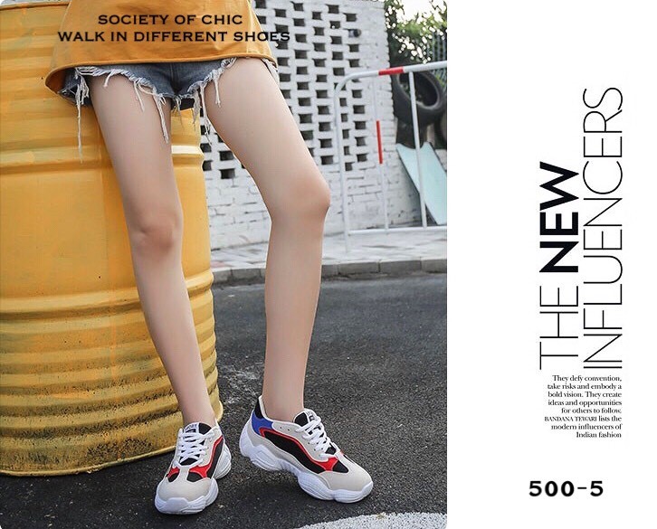 รองเท้าผ้าใบทรง Sportแต่งลายแฟชั่นพาสเทล (สีแดง)