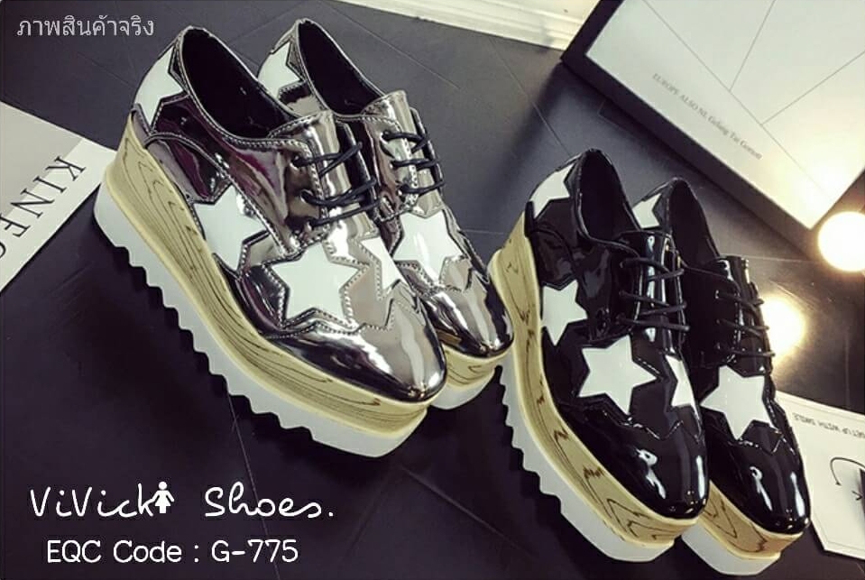 รองเท้ามัฟฟินลายดาว MIU MIU Style (สีเงิน)