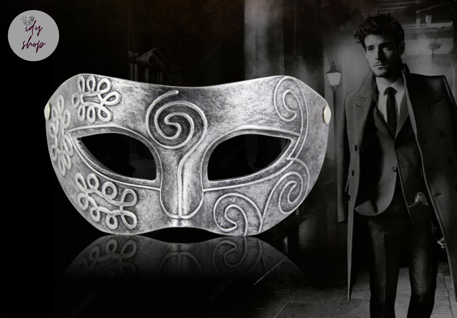 หน้ากากนักรบโรมันกรีกโบราณ สีโลหะโบราณ สไตล์กลาดิเอเตอร์ (Gladiator) Fancy Roman Mask หน้ากากแฟนซี ผู้ชาย หน้ากากแฟนซีครึ่งหน้า หน้ากากแฟนซี idyshop