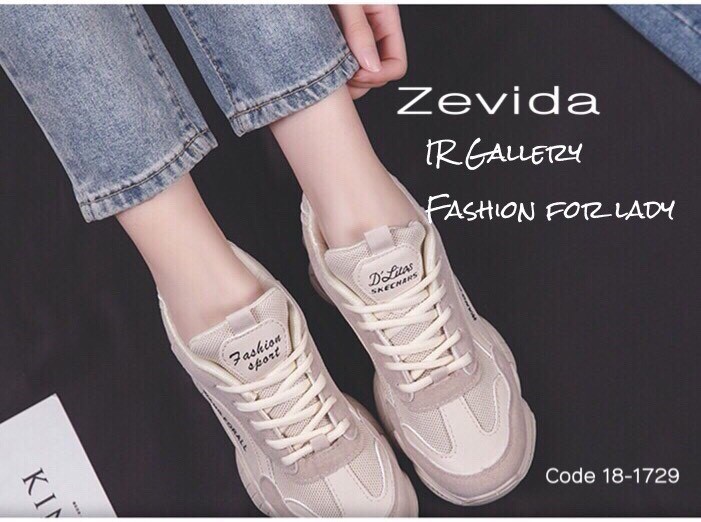 รองเท้าผ้าใบทรงSportแต่งโลโก้ข้าง (สีดำ)