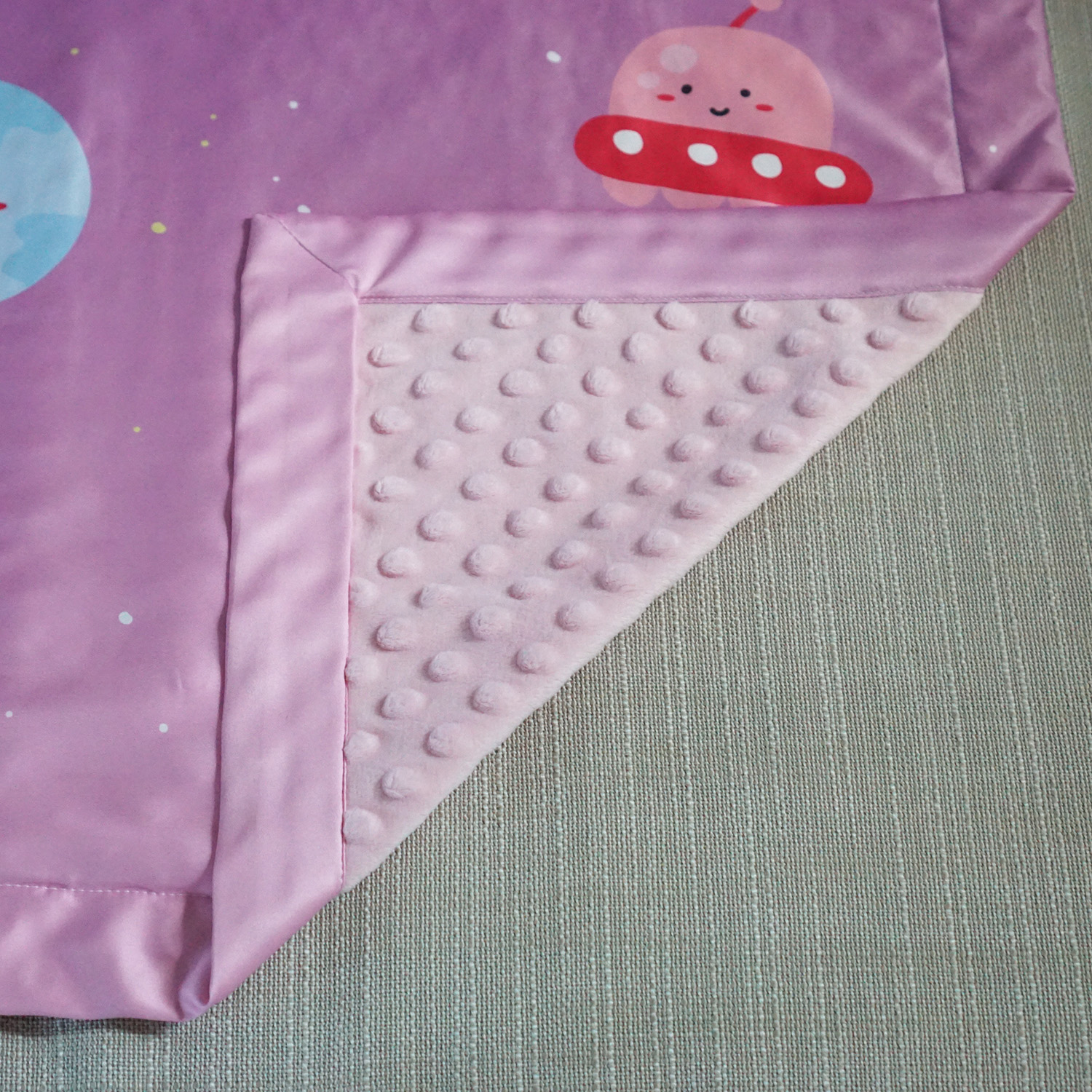 ผ้าห่ม สั่งทำใส่ชื่อ ลาย Planet and Friends - Navy Purple