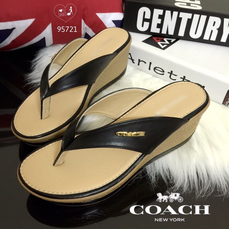 พร้อมส่ง : รองเท้าแตะหูหนีบ STYLE COACH (สีดำ)