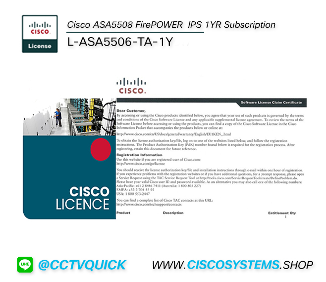 L-ASA5506-TA-1Y (Cisco ASA5508 FirePOWER IPS 1YR Subscription)