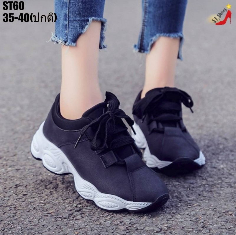 รองเท้าผ้าใบทรงSportหนังเทียม (สีชมพู)