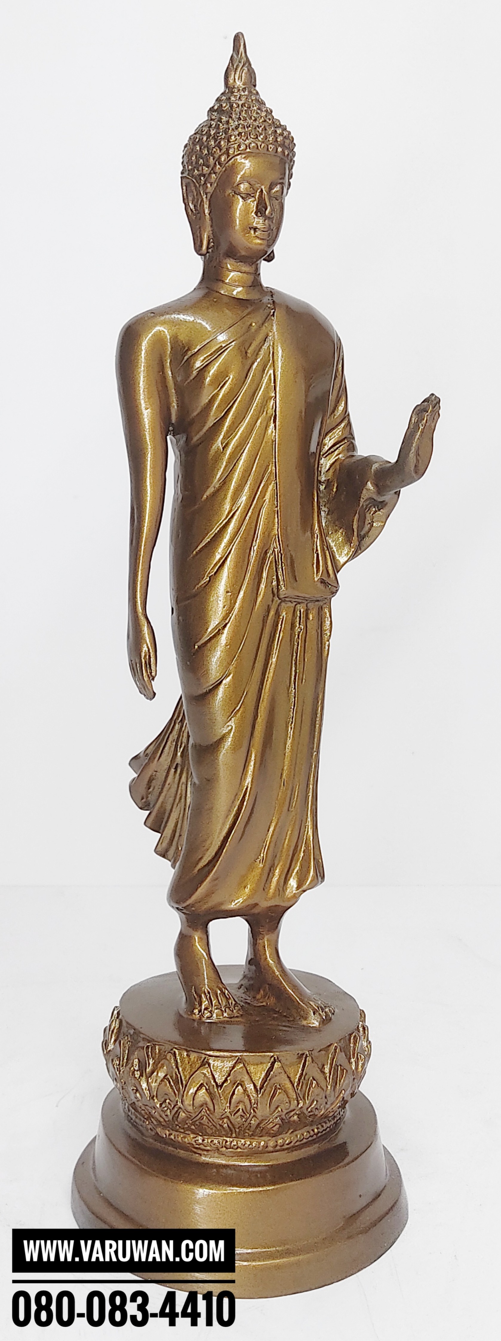 พระพุทธรูปปางลีลา ทองเหลืองสีมันปู พิมพ์ 5 นิ้ว