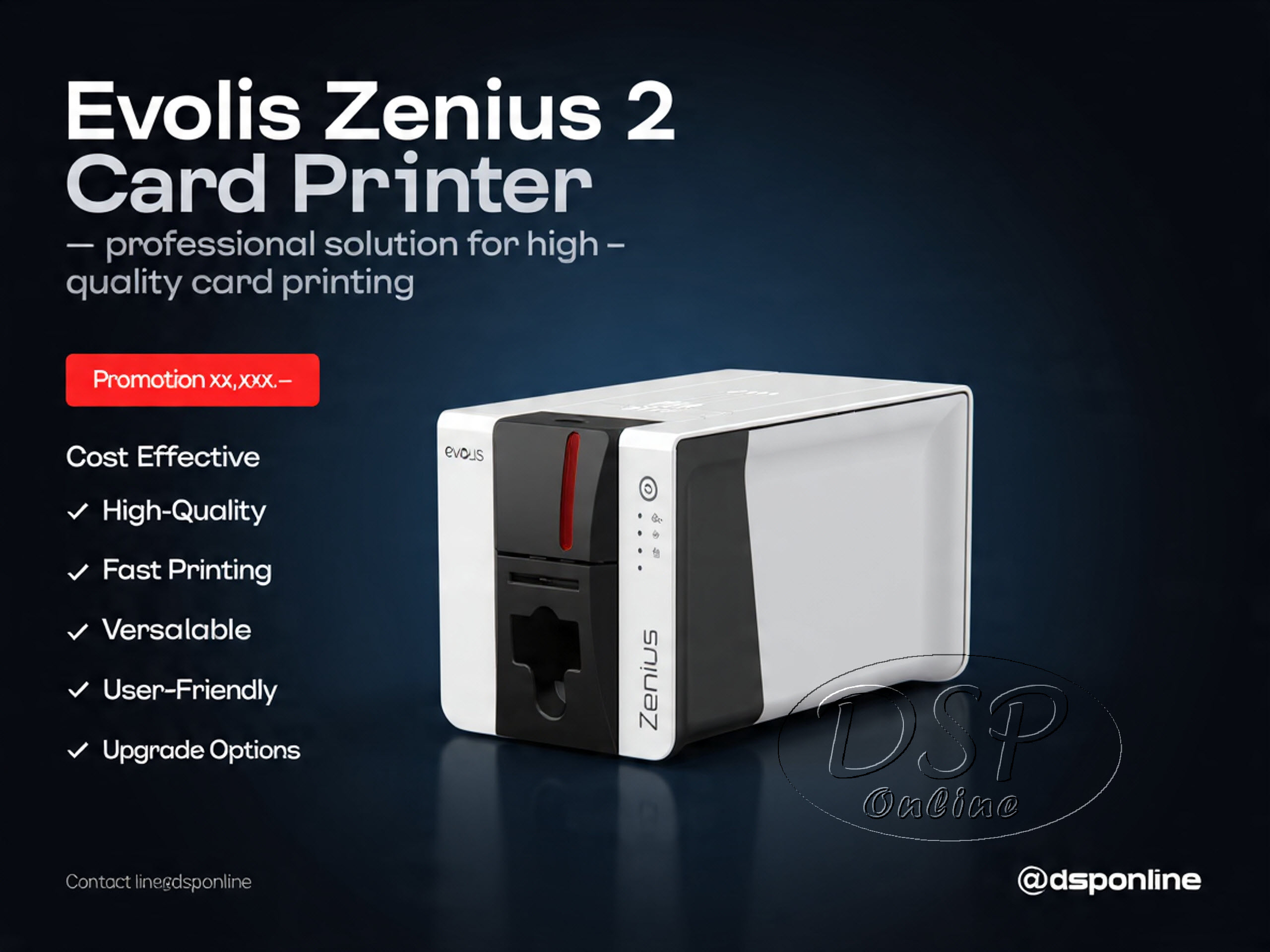 ขายถูก Evolis Zenius 2 – เครื่องพิมพ์บัตรพนักงานระดับพรีเมียม ขนาดกะทัดรัด ใช้งานง่าย คมชัด 300 dpi ประกันศูนย์