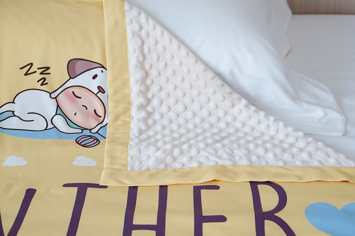 ผ้าห่มเด็ก ใส่ประวัติแรกเกิด ลายปีจอ - Puppy - Yellow