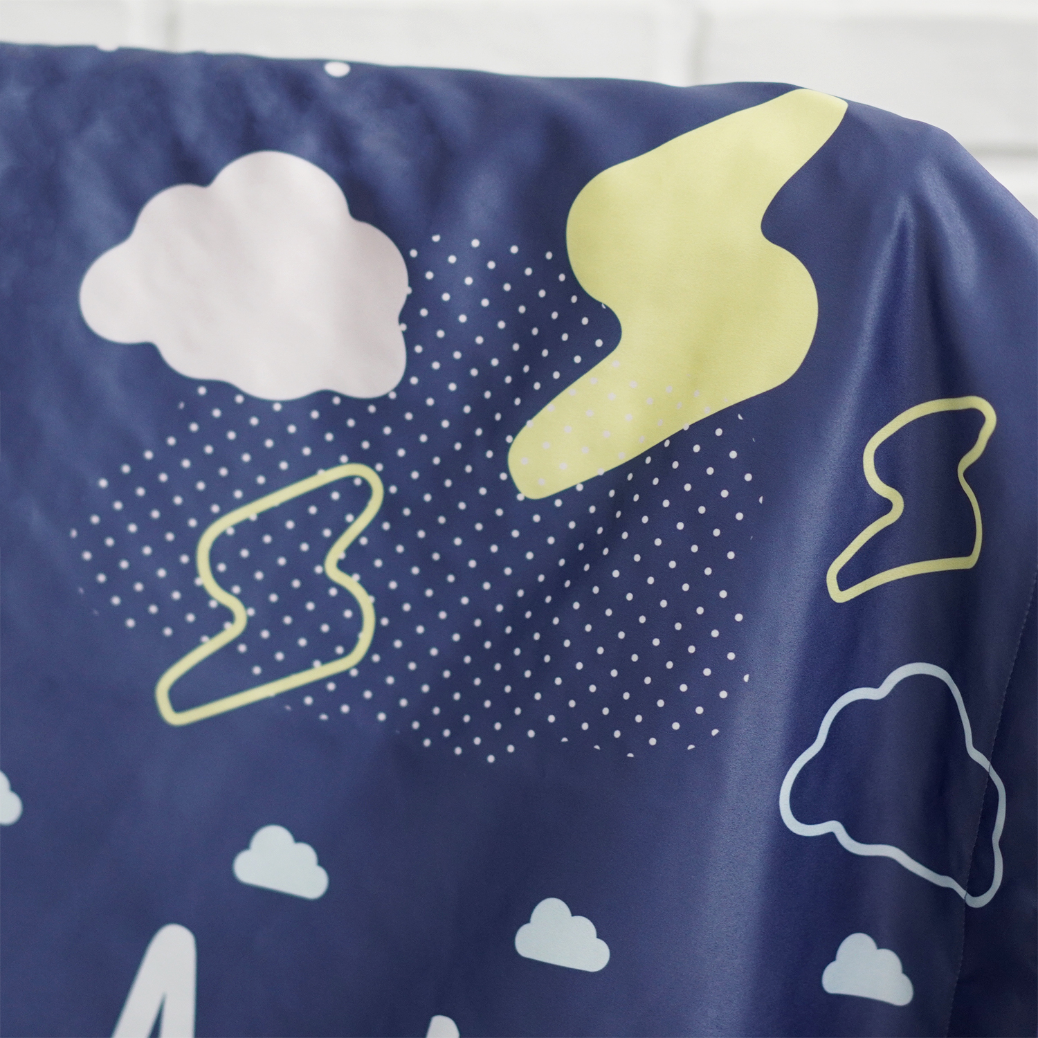 ผ้าห่มสั่งทำใส่ประวัติแรกเกิด ลายสายฟ้า - Bolt - Navy