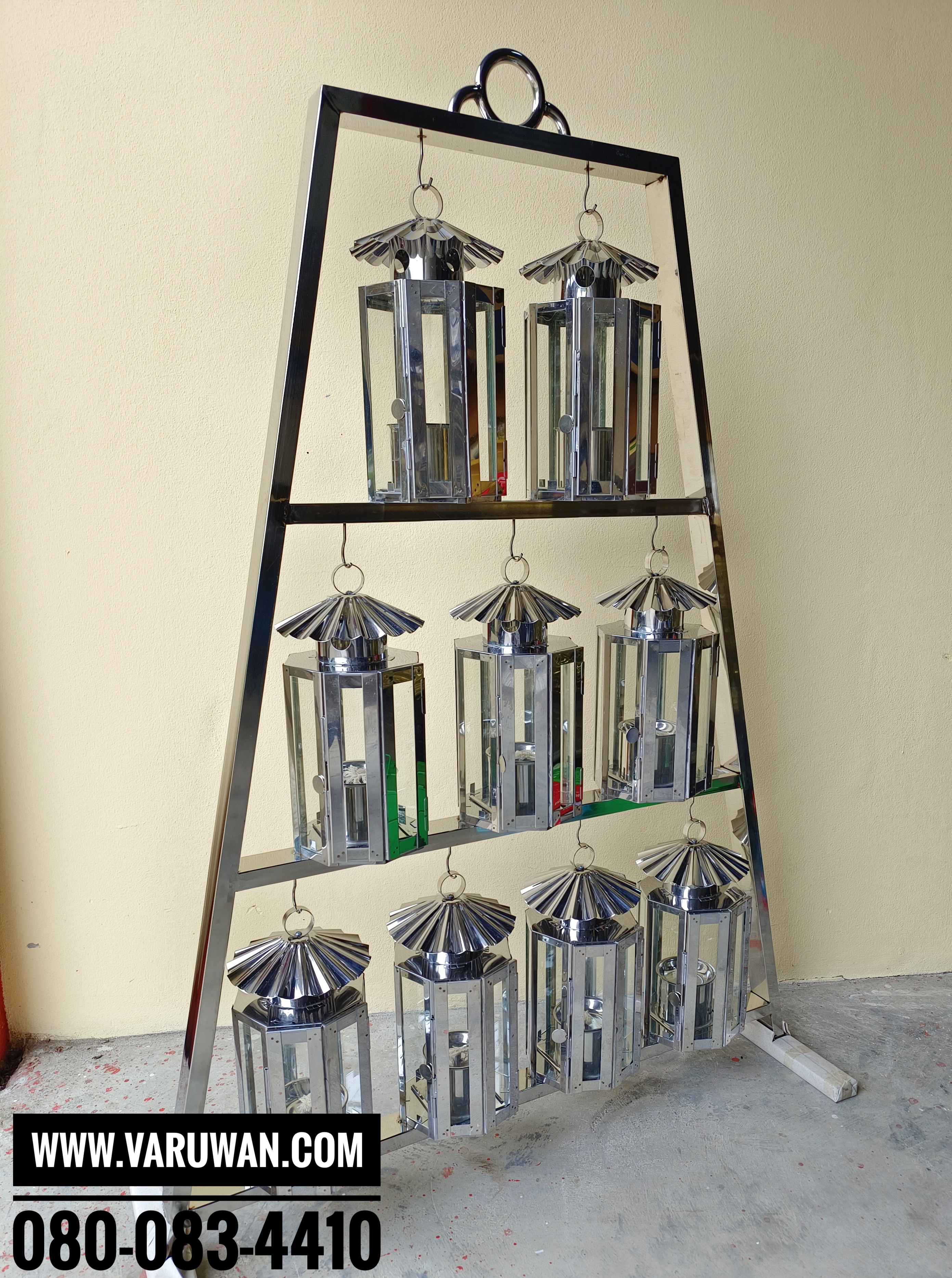 ตะเกียงโกเต้ง 9 ดวง สแตนเลส (ตะเกียงยอดเสาศาลเจ้า)