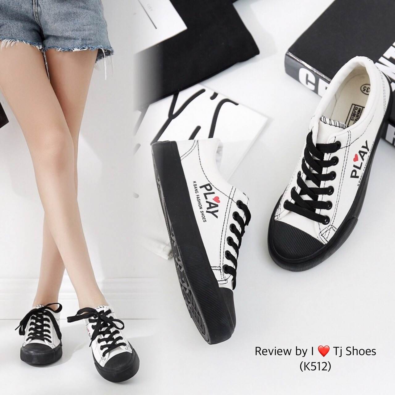 รองเท้าผ้าใบ Style Play Comme (สีขาว)