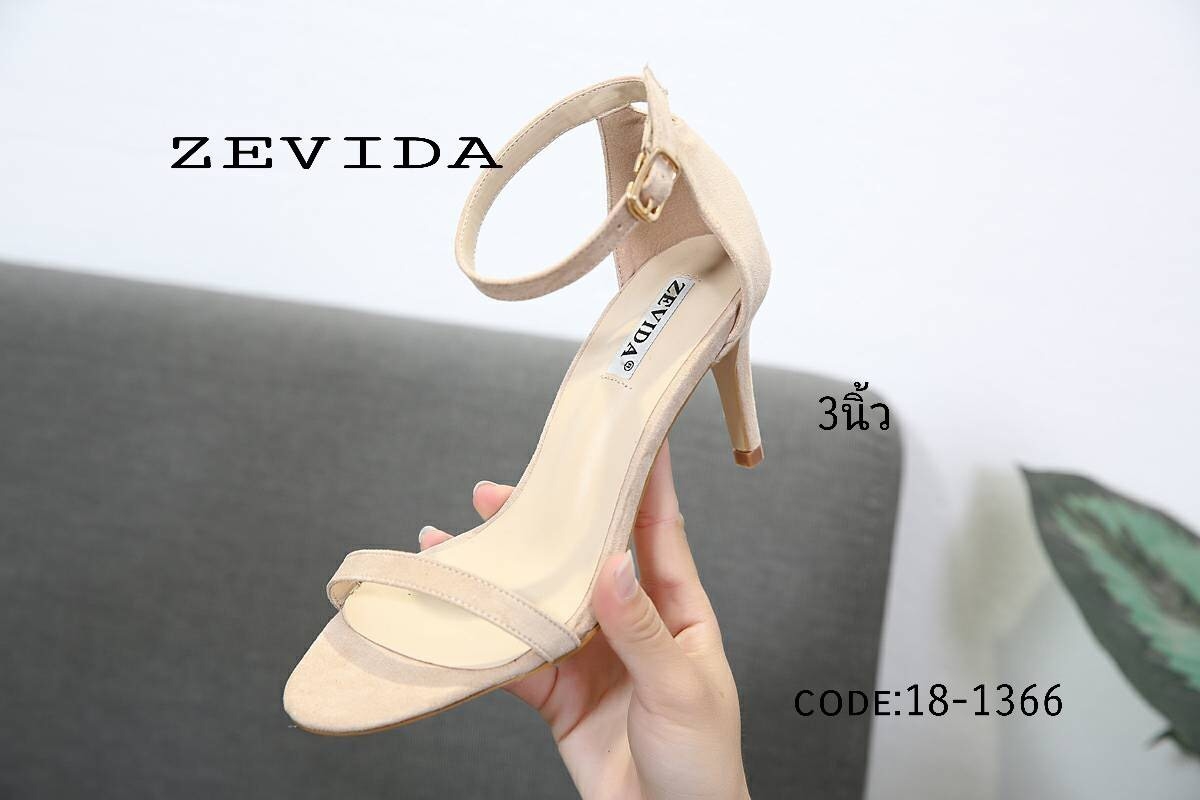 รองเท้าส้นสูงรัดข้อสไตล์แฟชั่นเกาหลี (สีครีม)